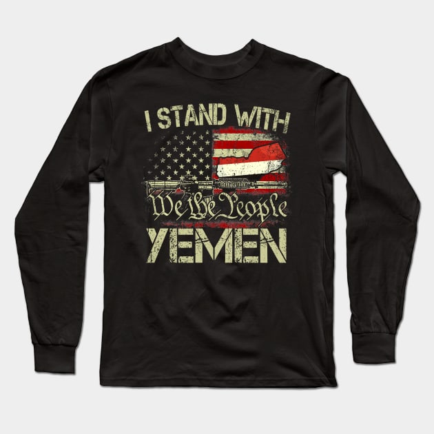 I Stand With Yemen, We the People American Flag Long Sleeve T-Shirt by WestKnightTees